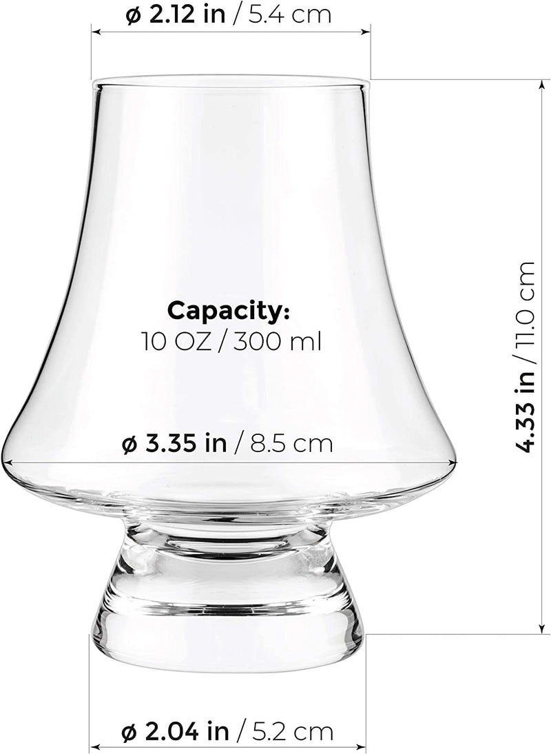 LUXBE - Bourbon Whisky Crystal Glass Snifter, Set of 4 - Narrow Rim Tasting Glasses - Handcrafted - Good for Cognac Brandy Scotch - 9-ounce/260ml