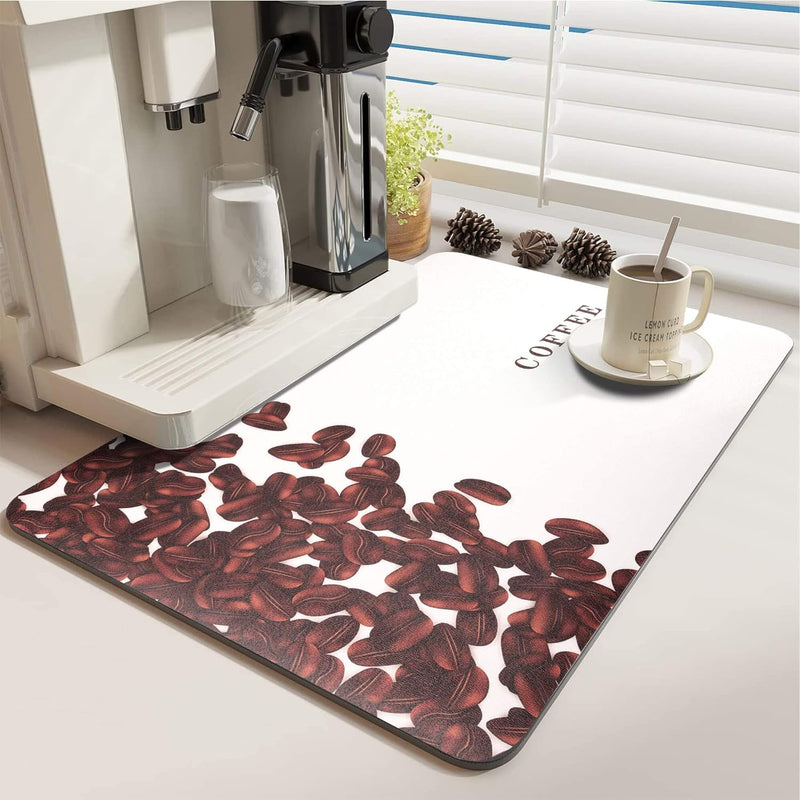 DK177 Coffee Mat Coffee Bar Mat Hide Stain Absorbent Drying Mat with Waterproof Rubber Backing Fit Under Coffee Maker Coffee Machine Coffee Pot Espresso Machine Coffee Bar Accessories-19"x12"