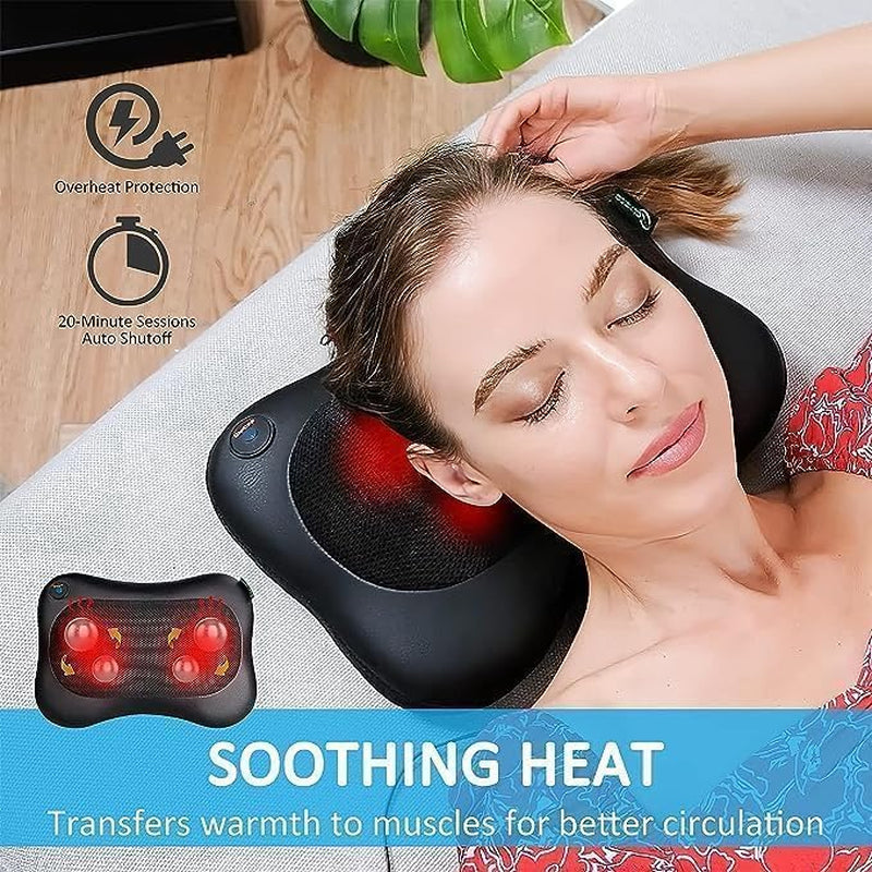 Massage Pillow Neck and Back Massager, for Pain Relief deep Mussle and Fatigue shiatsu Massager, Neck Massager with Heat and 3D Kneading and,Use at Home Car Office