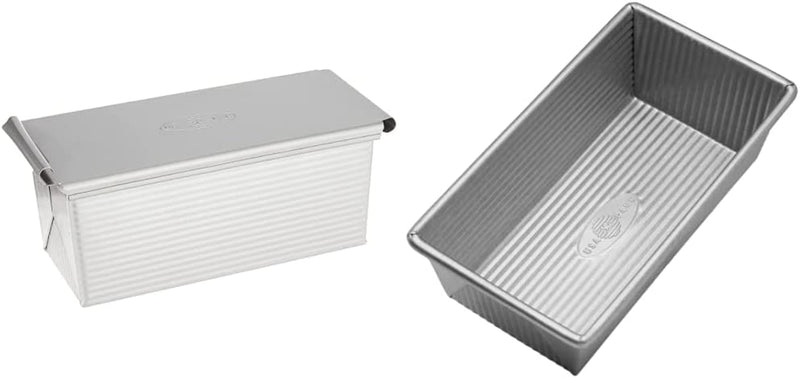 USA Pan Bakeware Pullman Loaf Pan with Cover, 13 x 4 inch, Nonstick & Quick Release Coating, Made in the USA from Aluminized Steel