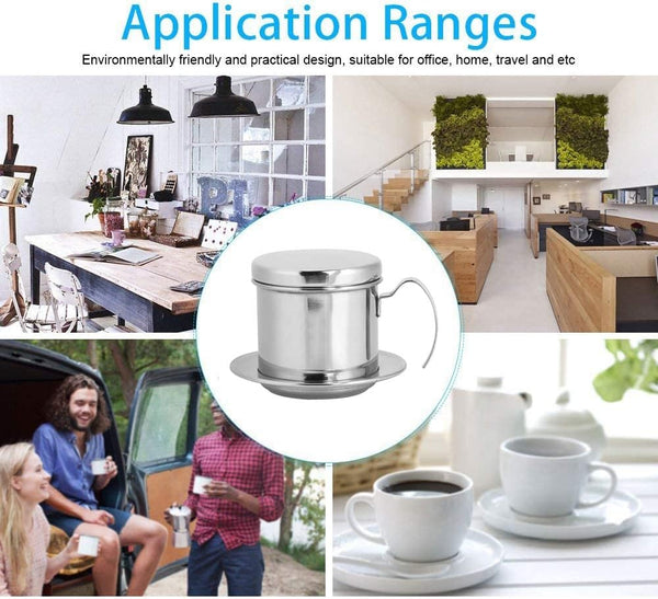 Stainless Steel Coffee Cup, Mini Coffee Maker Pot Portable Coffee Percolator Hand Held Coffee Drip Brewer Vietnamese Coffee Drip Filter Coffee Mugs Fit for Office Home Restaurant Travel and Camping