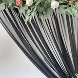 Sheer Chiffon Backdrop Curtains 10Ft X 10Ft，Chiffon Fabric Drapes for Wedding, Long Sheer Curtain for Living Room, Arch Party Stage Decoration (Black, 120 X 120 Inch)