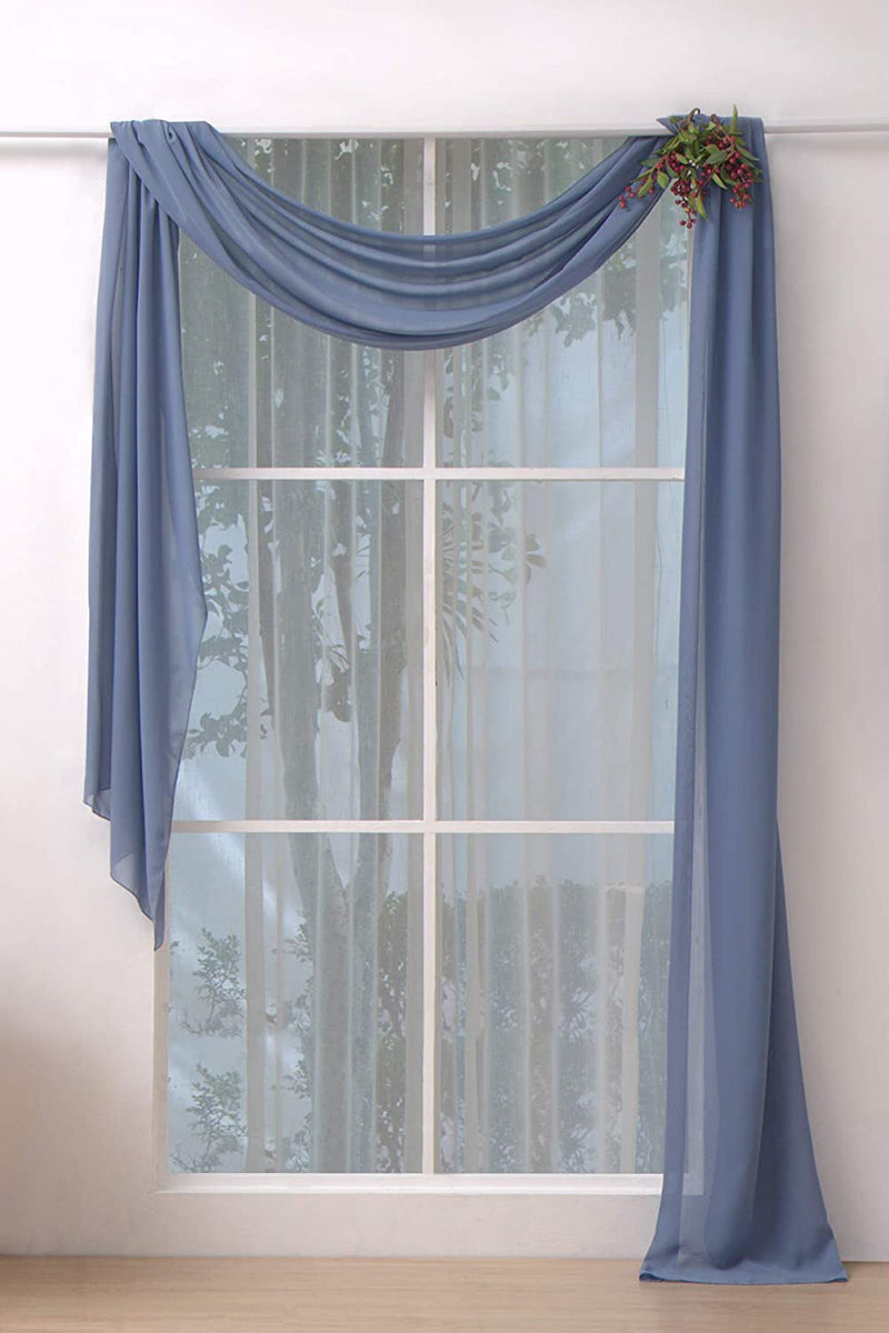 Dusty Blue Chiffon Wedding Arch Drapes - 2 Panels 6 Yards - Solid Backdrop Decor for Weddings