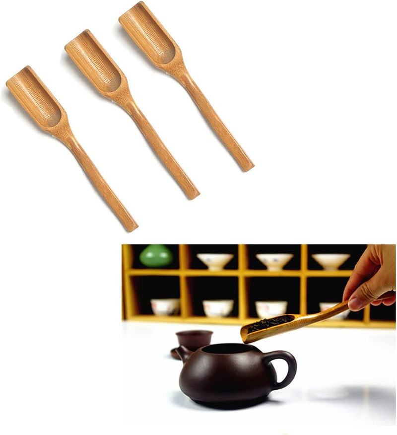 Wooden Loose Tea Scoops, 3PCS Natural Bamboo Wood Spoons, Loose Tea Measure Spoon Bamboo, Bamboo Tea Spoon for Scooping Coffee Powder, Spices and Condiments