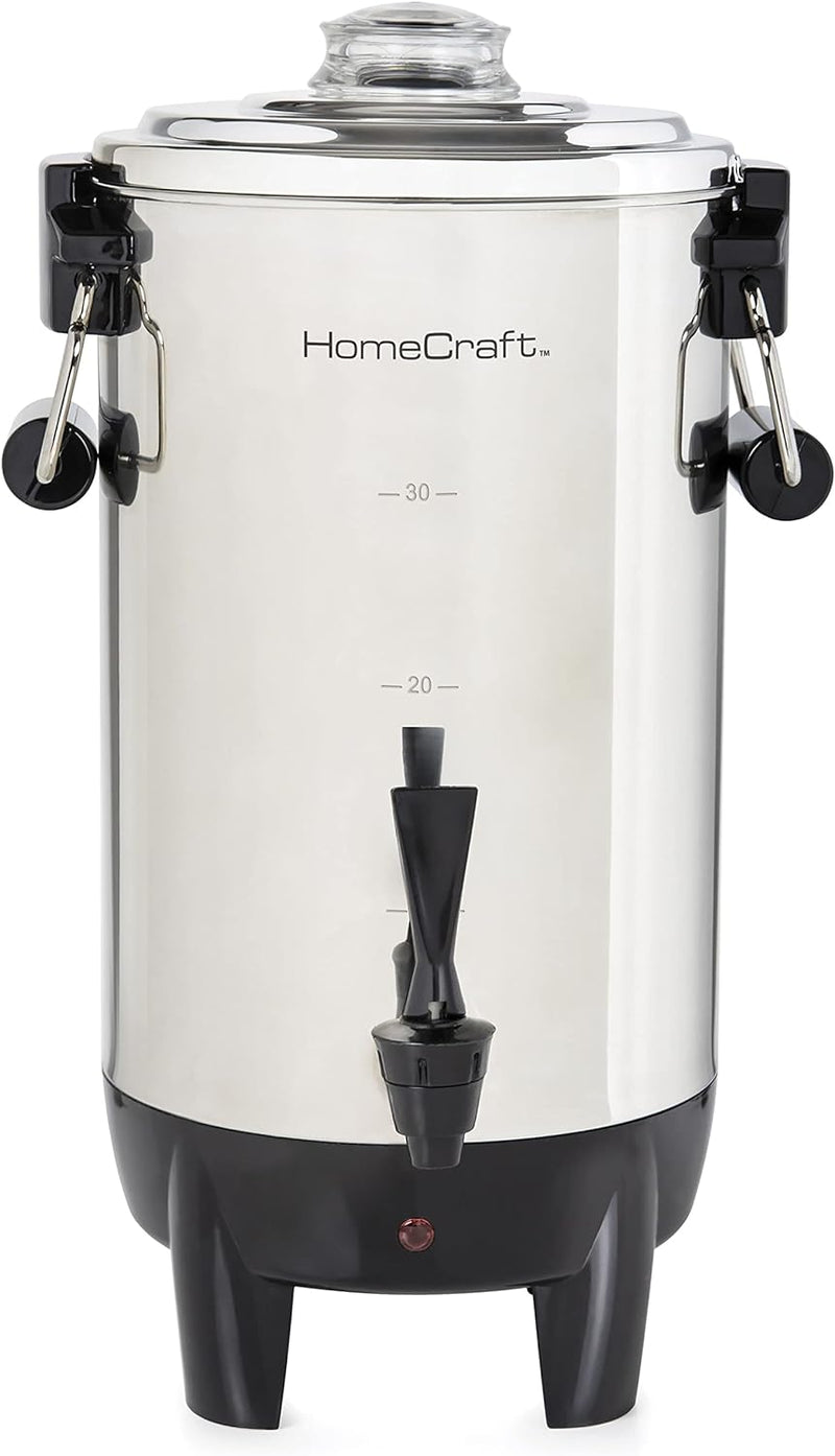 Homecraft HCPC10SS 10-Cup Stainless Steel Coffee Maker Percolator, Easy-Pour Spout, LED Indicator Light, Keep Warm Function