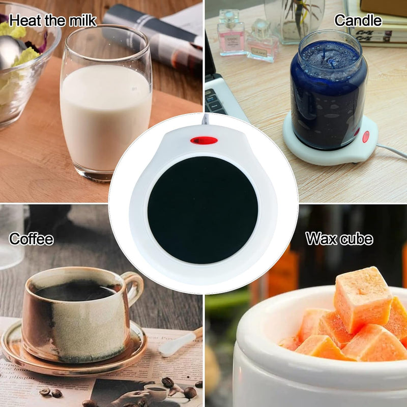 Home&Office Desktop Electric Mug Warmer-Coffee/Tea/Cocoa/Soup-Scented Candles Gift for Winter 1pcs(White and Black (CFW001-White)