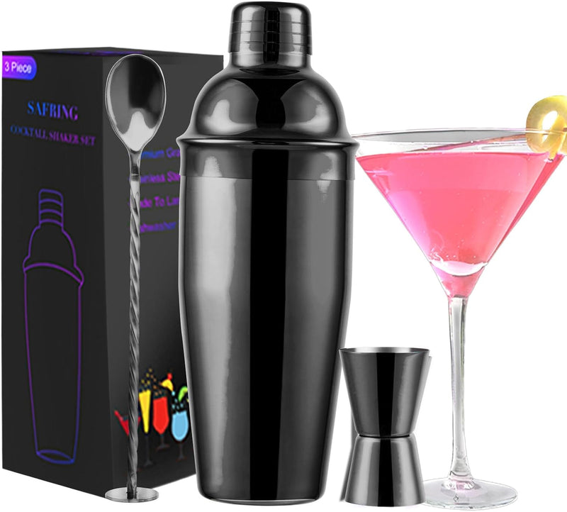 Safring 24oz Cocktail Shaker Bar Set, Martini Shaker with Built-in Strainer, Measuring Jigger, Mixing Spoon, Professional Stainless Steel Large Bartender Drink Shaker Margarita Alcohol Mixer-Rainbow