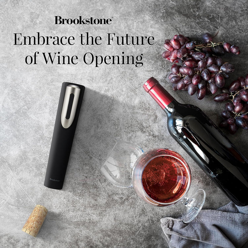 Brookstone Electric Wine Opener & Foil Cutter with Stand, Automatic Wine Bottle Opener, Battery Operated Corkscrew Opener, Kitchen, Wine Gifts for Men