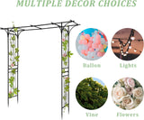 7Ft Garden Arch Arbor, Steel Frame Stand Trellis, Arbour Archway for Wedding Ceremony Decoration Plant Climbing Rose Vines Lawn Courtyard Patio Black