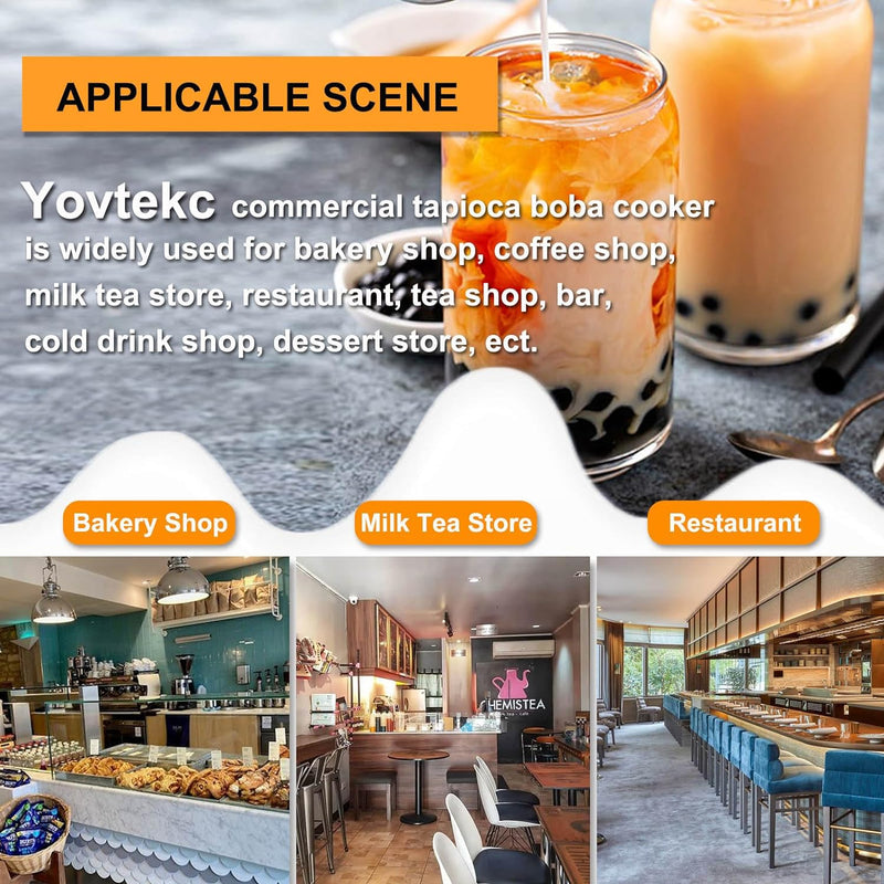 Yovtekc Commercial Tapioca Pearl Cooker, 16L Boba Bubble Tea Cooker, Non-Stick Boba Pearl Maker with Button Control Panel for Bubble Boba Tea Sago Pearl Milk Tea, 2200W 110V