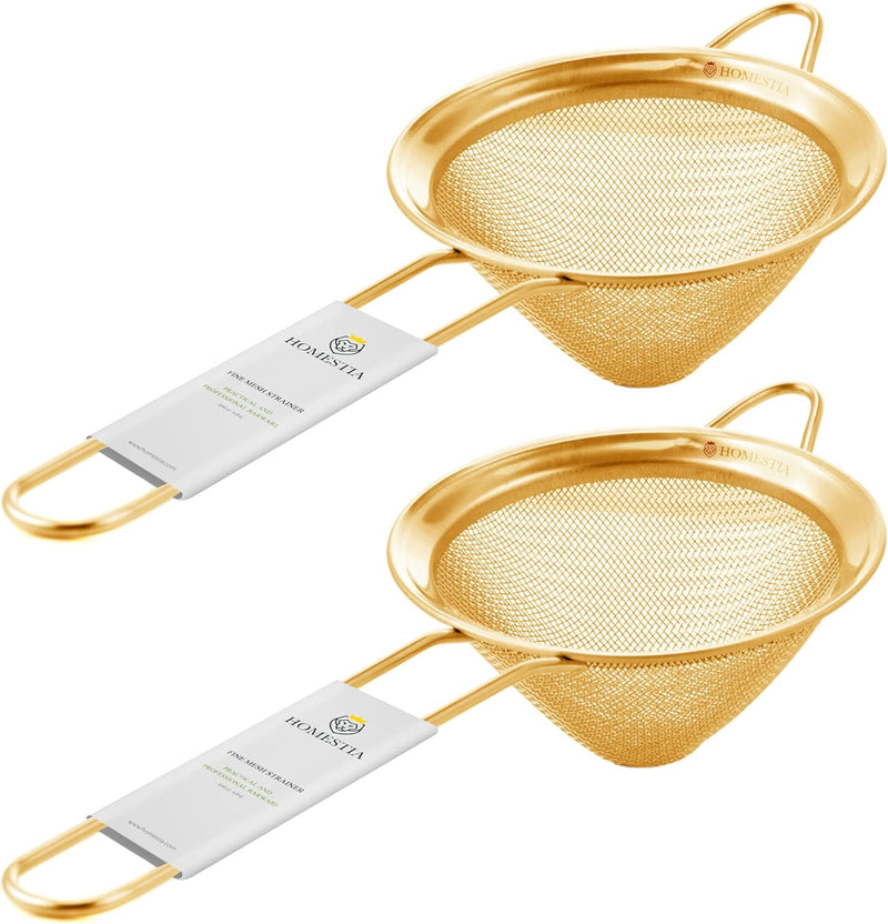 Homestia Fine Mesh Sieve Strainer Stainless Steel Cocktail Strainer Food Strainers Tea Strainer Coffee Strainer with Long Handle for Double Straining Utensil 3.3 inch