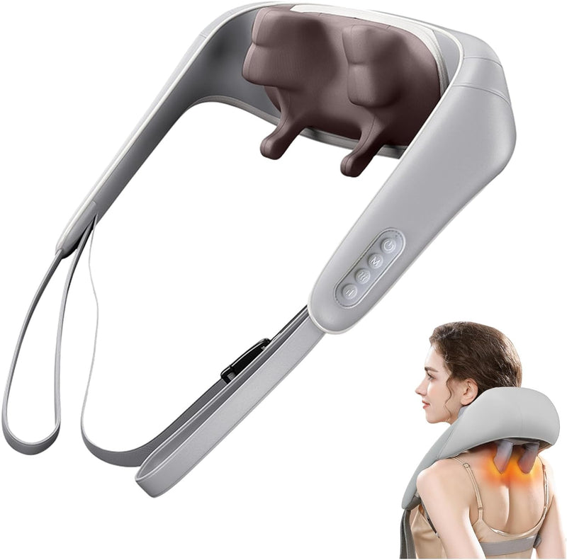 Kolacr Electric Neck Massager,Shiatsu Shoulder Massager with Heat,Neck and Shoulder Massager for Pain Relief Deep Tissue,Kneading Massager for Shoulder Neck Back,Perfect Gifts for Dad Mom (White)