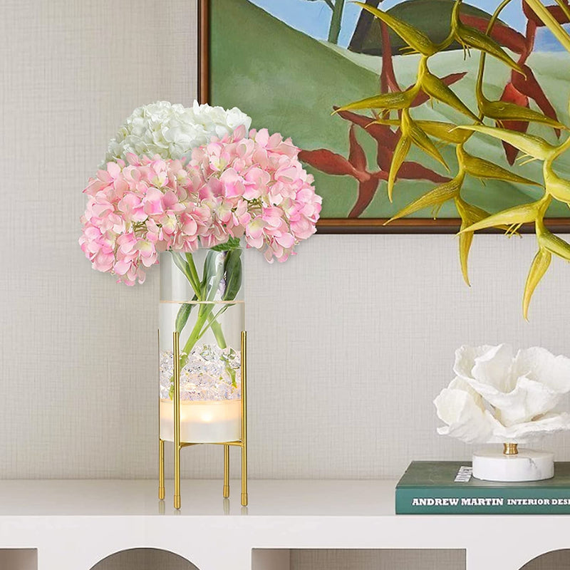 Modern Decorative Flower Vase Set with Gold Stands - 2 Pack