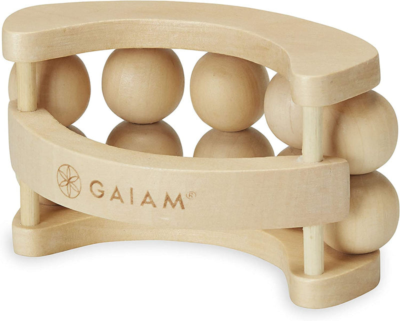 Gaiam Relax Massage Ball Roller - Handheld Wooden Total Body Massager for Back, Neck, Foot, Calf, Leg, Arm | Deep Tissue Massager Relief for Sore Muscles