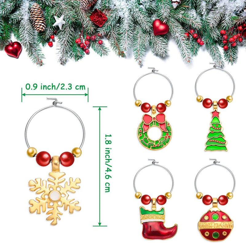 Funny Christmas Holiday Wine Charms for Stem Glasses Wine Glass Markers Charms for Holiday Party Dinner Party Family Gathering