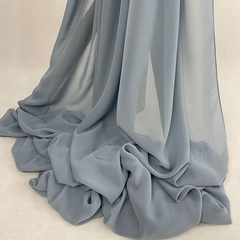 10FT Sheer Chiffon Backdrop Curtains - Dusty Blue Wedding Drape 120x120