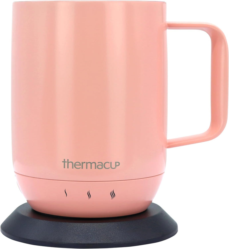 Thermacup Premium Self-Heating Coffee Mug with Lid, Temperature Controlled Led Electric Mug, 3 Custom Heat Settings, Auto Shut Off Feature, Keeps Liquids Warm, Sip Smarter (Midnight Black – 14 oz.)