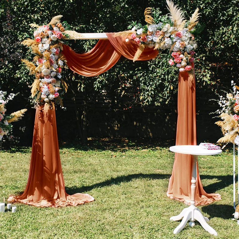 Wedding Arch Draping Fabric for Ceremony and Reception Decor - Sheer Rust Christmas Design - 19FT Panel