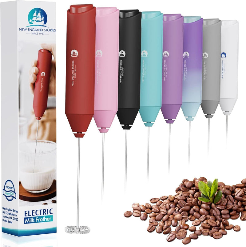 Powerful Milk Frother Handheld Foam Maker, Mini Whisk Drink Mixer for Coffee, Cappuccino, Latte, Matcha, Hot Chocolate, No Stand, Black