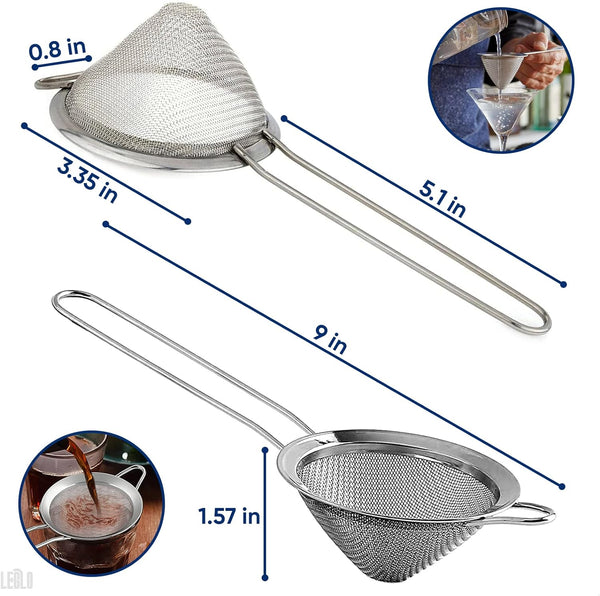 Fine Mesh Strainer Stainless Steel - Cocktail Strainer Fine Mesh Kitchen Strainer with Handle - 3.3 Inch / 7.6cm Fine Mesh Strainers for Kitchen bar strainer for Cocktail Drink and Bartender Bar Tool