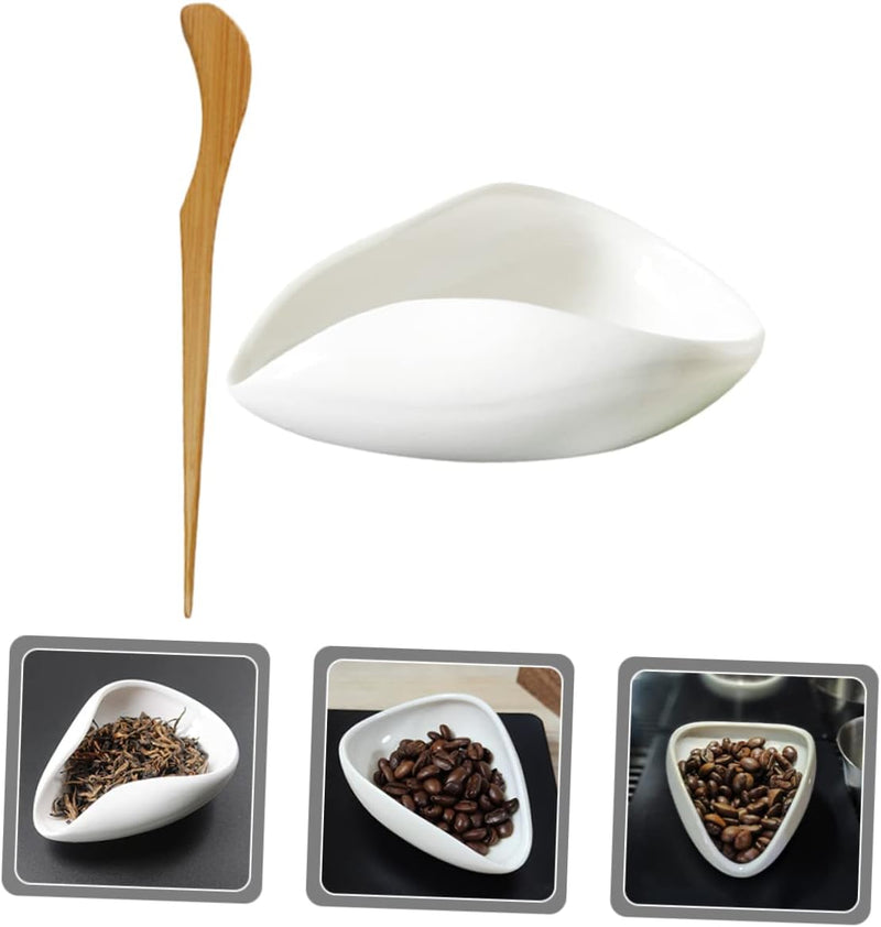 SOLUSTRE 2 Sets Coffee Bean Display Tray Dessert Tray Coffee kit Coffee Container Niche Zero Tea Ceremony Utensils Ceramic Spoon Rests Small Scoop Tea Dispensing Cup Tea Accessories Office