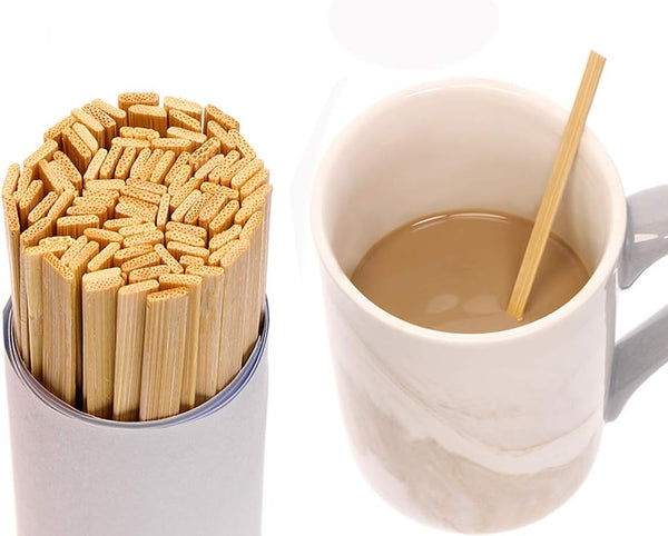 Mini Skater 5.4 Inch Bamboo Coffee Stirrers Eco Friendly Biodegradable Stir Sticks for Tea Hot Cold Beverages (100)