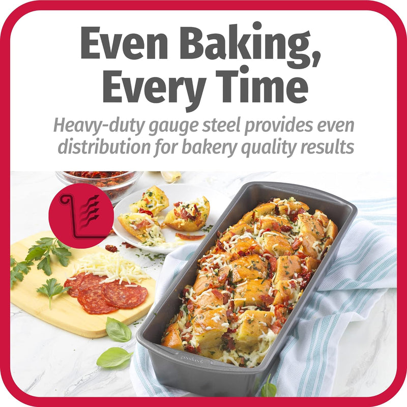 Good Cook Set of 2 Extra Large 13'' x 5'' Nonstick Steel Bread Loaf Pans, Gray