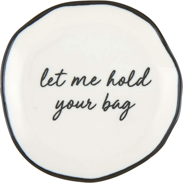Santa Barbara Design Studio SIPS Drinkware Ceramic Tea Bag Rest, 3.5" Diameter, Let Me Hold Your Bag