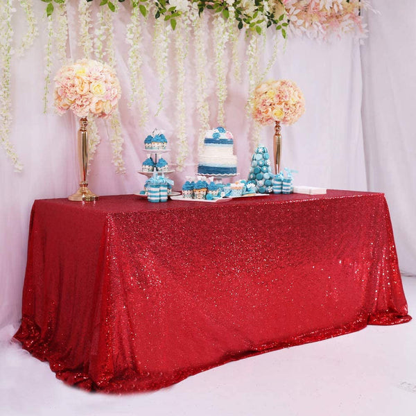 Red Sequin Tablecloth - 60x80 Inches for Parties and Weddings