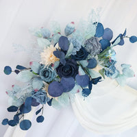 Blue Wedding Arch Flowers Set of 2, Artificial Flower Swag Floral Dusty Decor, Rustic Eucalyptus Greenery for Ceremony Sign Chair, S: 50 X 20Cm, L: 70 50Cm