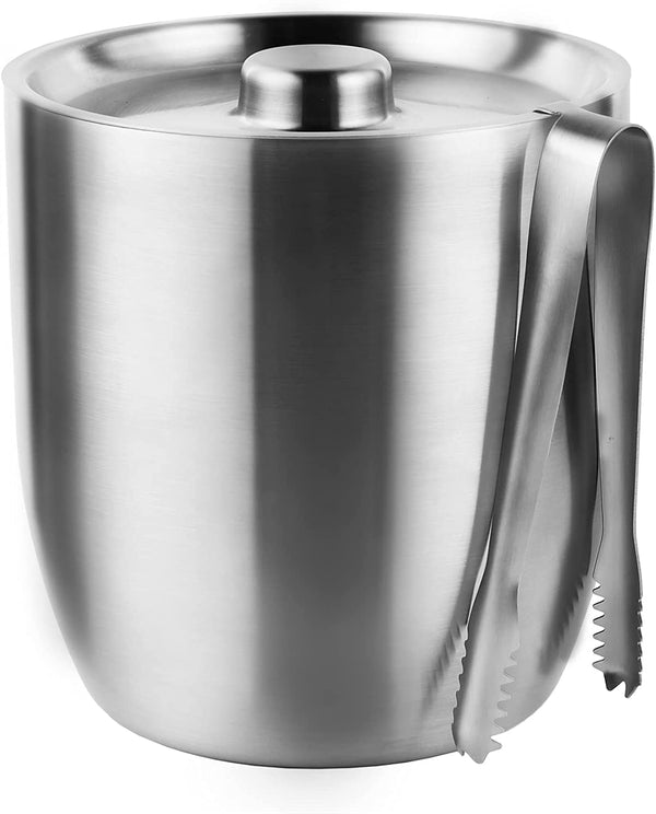 Tiken 3L Double-Wall Vacuum Insulated Ice Bucket with Lid & Tong Stainless Steel Champagne Buckets for Cocktail Bar, Parties & Outdoor