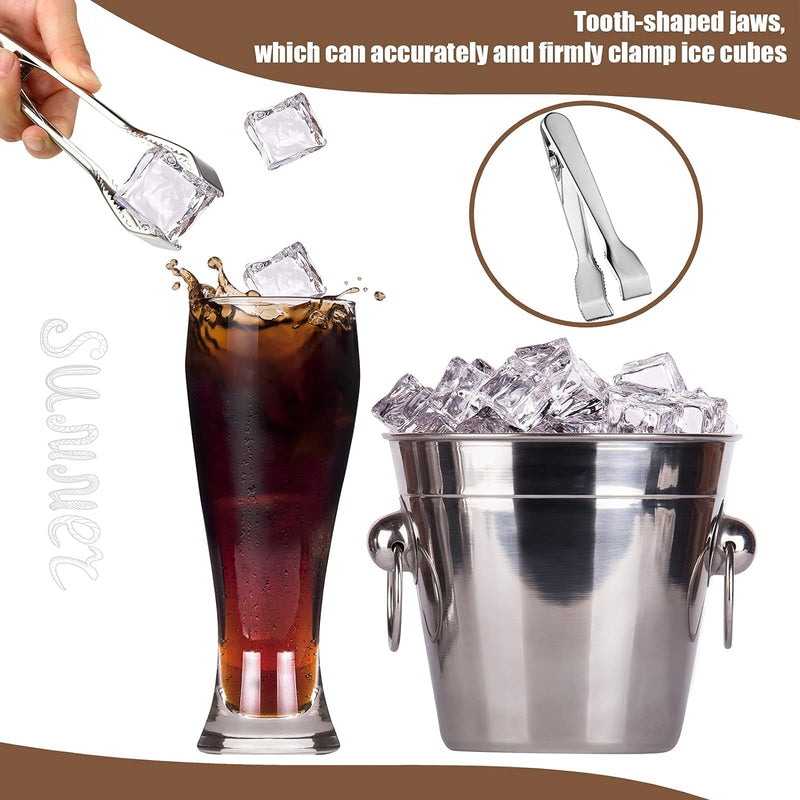 4 Pieces Ice Tongs and Scoops Stainless Steel Ice Cube Tong with Teeth Ice Shovel Scoop Ice Cube Buffet Clip Candy Scoop Food Kitchen Serving Tong Set for Cocktail Whiskey Tea Party