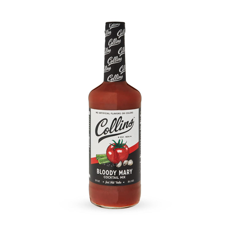 Collins Classic Bloody Mary Mix, Made With Tomato, Garlic, Worcestershire Sauce and Spices, Brunch Cocktail Recipe Ingredient, Bartender Mixer, Drinking Gifts, Home Cocktail bar, 32 fl oz