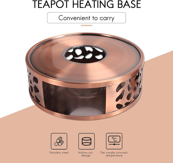 Jteyult Durable Stainless Steel Tea Warmer, Heating Base, Teapot, Warm Tea Stove, Candle Teapot, Tea Set