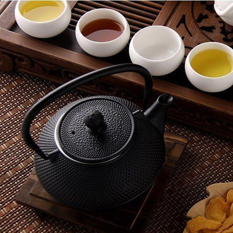 6-piece Japanese Cast Iron Pot Tea Set Black w/Trivet (40 oz)