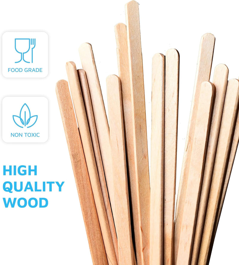 MontoPack Wooden Coffee Stirrers | Bulk Pack of 1000 7" Disposable Wood Stir Sticks for Hot or Cold, Beverages & Cocktails | Round Edges, Splinter-free & Food safe, Ideal for Popsicles and Crafts