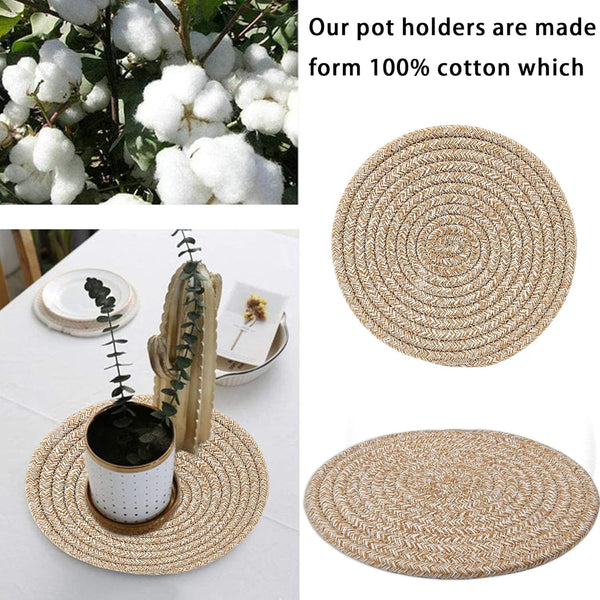 Pot Holders Set, Trivets Set 3 Pcs, 100% Pure Cotton Thread Weave Trivets for Hot Dishes/Pot/Bowl/Teapot/Hot Pot Holders