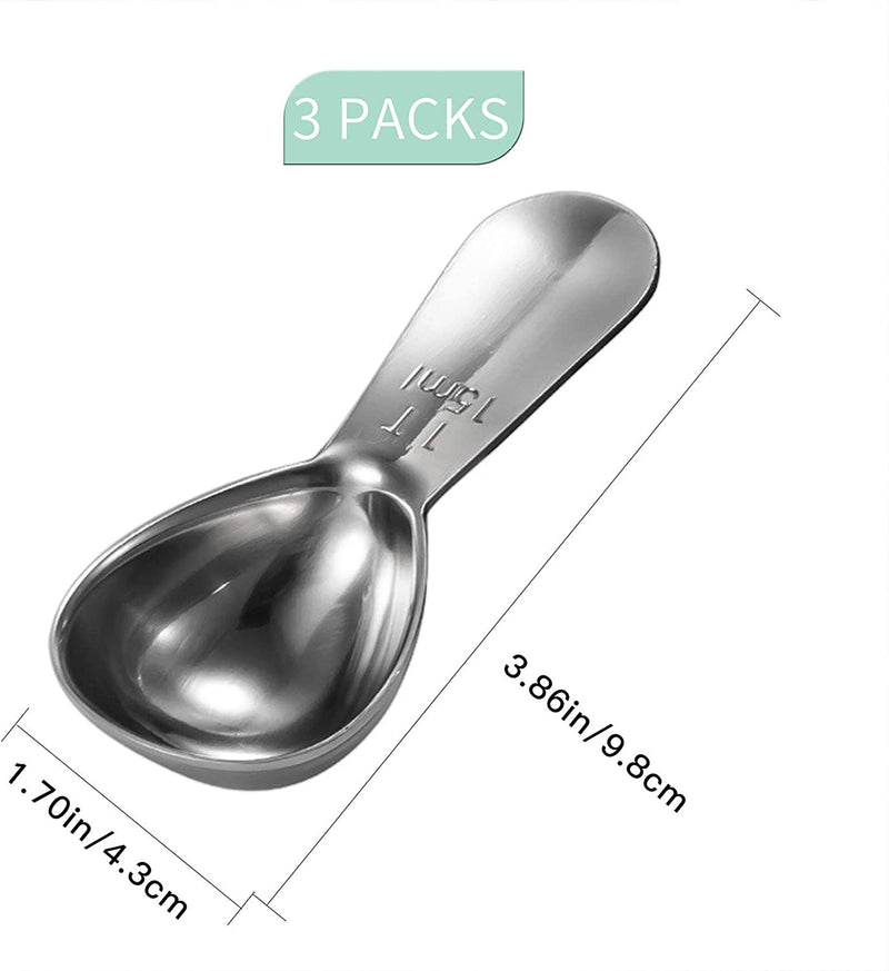 Coffee Scoop Set,Stainless Steel Coffee Spoons Short Handles,Tablespoon Measure Spoon Set Fit Coffee, Loose Tea, Sugar Or Flour(3 pieces,15ml)