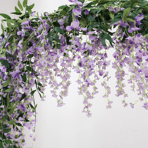 Purple Wisteria Garland Vine - 3pc Artificial Hanging Flower Greenery Set