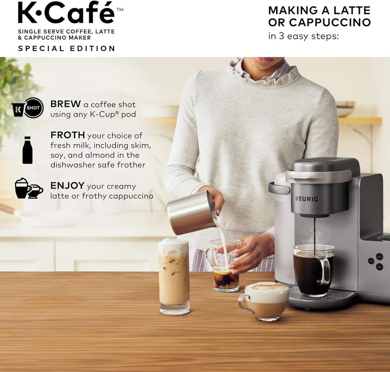 Keurig K-Cafe Special Edition Single Serve K-Cup Pod Coffee, Latte and Cappuccino Maker, Nickel