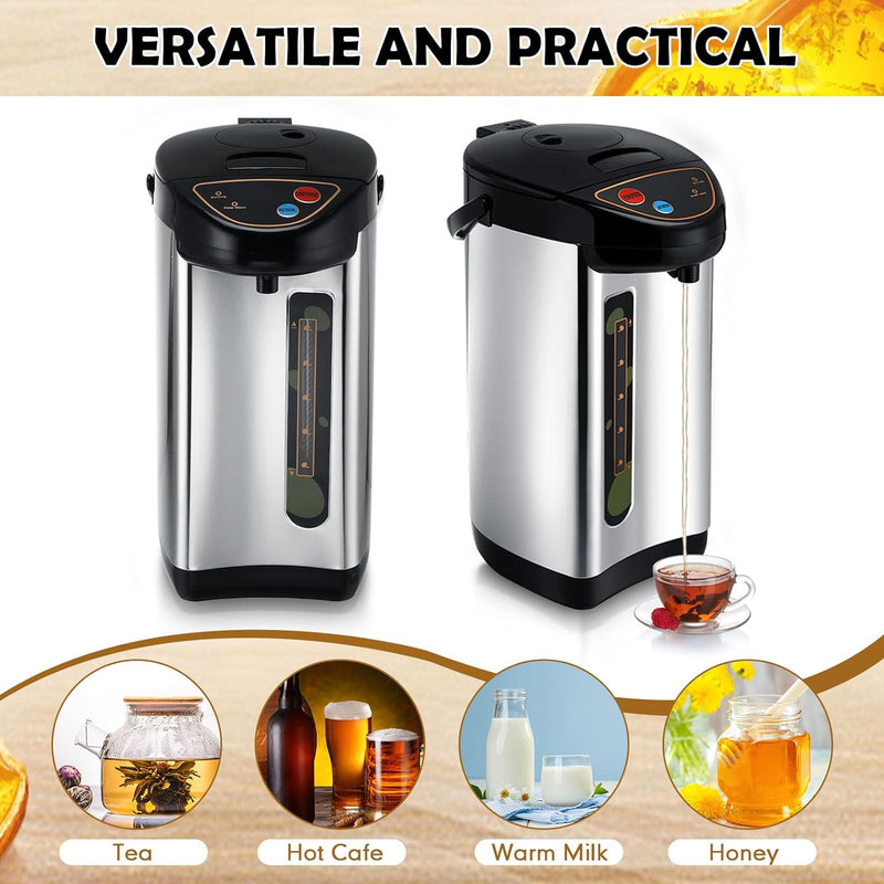 Yungyan 2 Pack 4.5 L Electric Hot Water Pot 304 Insulated Stainless Steel Water Boiler and Warmer Countertop Water Heater with Auto and Manual Dispense Buttons and Safety Lock for Heating Coffee Tea