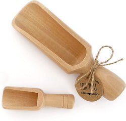 Wooden Scoop(5.5"+3")1Big 1Small bath salt scoop Natural Beech Wood Scoop for Flour, Bath Salt, Sugar, Cereal, Coffee and More - Multipurpose Wooden Spoon