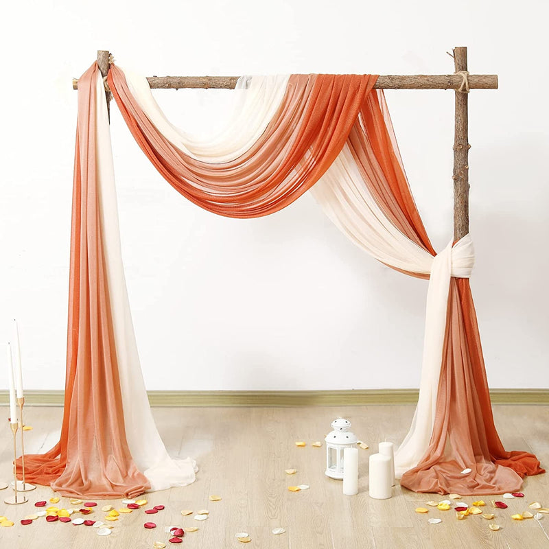 3-Panel Wedding Arch Chiffon Fabric Drapery Set with Silk Rose Petals - 30 x 20 - Perfect for Weddings Parties and Stage Decor