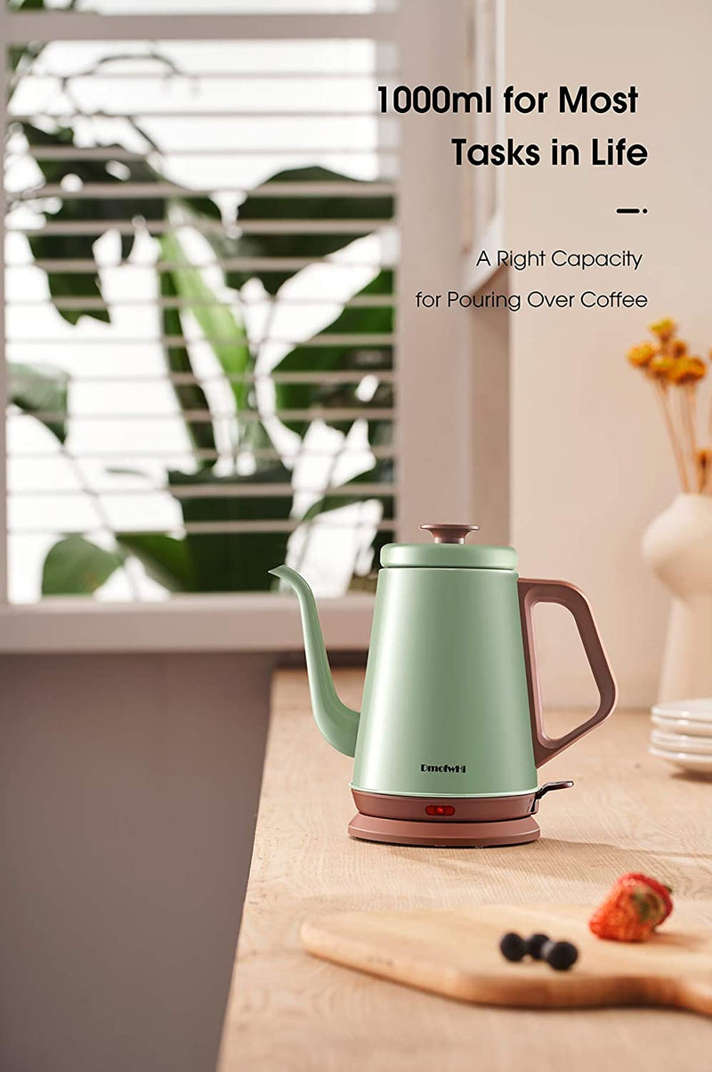DmofwHi Gooseneck Electric Kettle(1.0L), 100% Stainless Steel BPA Free Classic Pour Over Coffee Kettle | Tea Kettle - Green