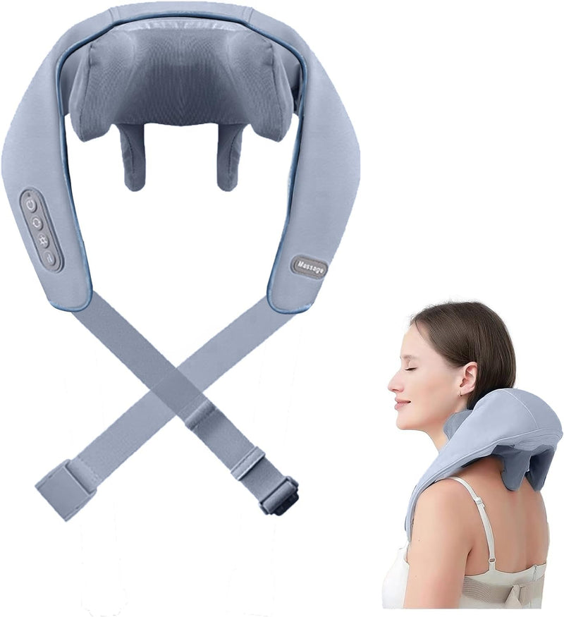 Neck and Shoulder Massager,Shiatsu Back Massager with Heat, Wireless Deep Kneading Massage for Neck, Back, Shoulder, Leg, Suitable for Office, Home and Travel. (Off White)