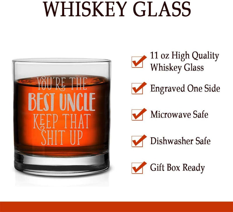 Veracco You Are The Best Uncle Keep That Shit Up Old Fashioned Glass Funny Best Uncle Gift (Clear, Glass)