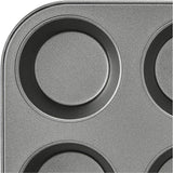 Nonstick Round Muffin Baking Pan, 12 Cups, Set of 2, Gray, 13.9x10.55x1.22"