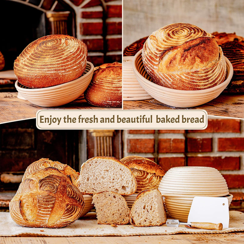 Bread Baking Supplies Set - RoundOval Banneton Baskets and Sourdough Baking Kit by Criss Elite