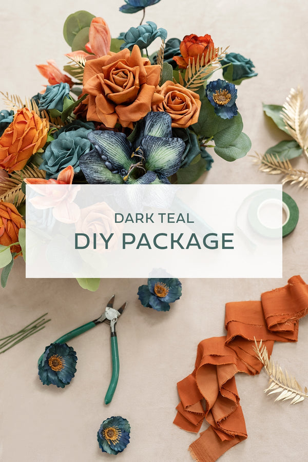 DIY Wedding Flower Packages - Dark Teal  Burnt Orange - Clearance
