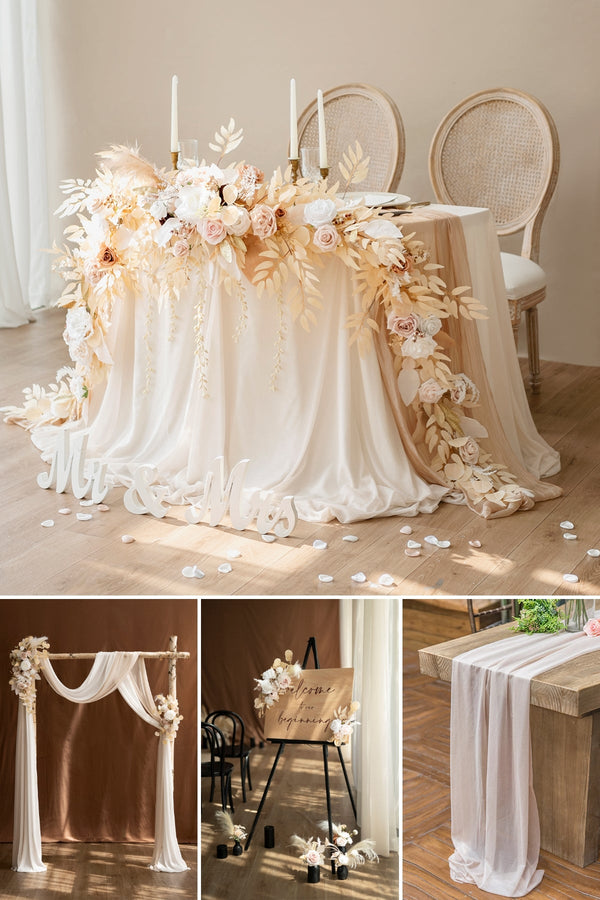 White  Beige Pre-Arranged Wedding Decor Package